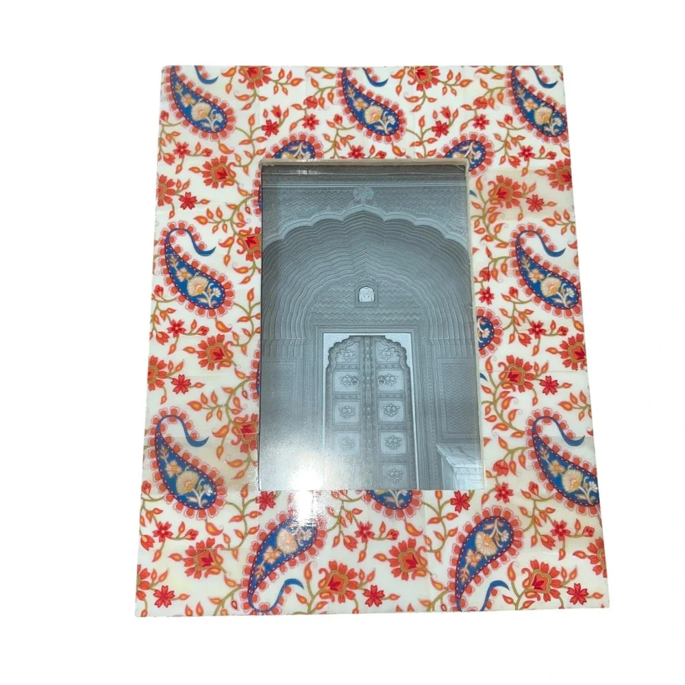 Floral Paisley Picture‎ Frame 4x6 Photo  Ceramic Decorative Accent